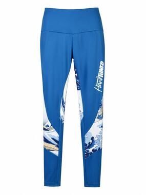 HardTuned Leggings Womens Sz XL Great Wave Design Blue White Navy